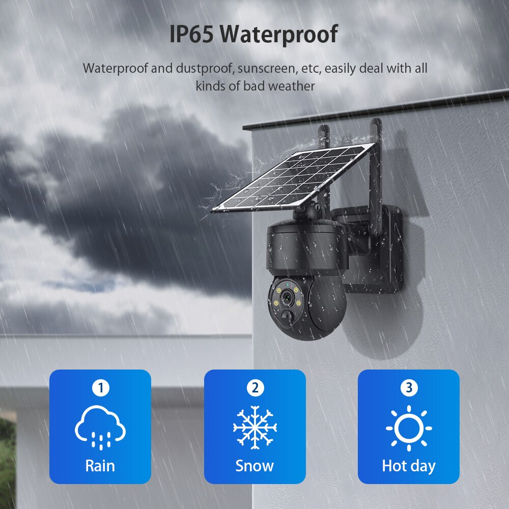 WIFI sem fio PTZ câmera solar 4G SIM 3MP painel solar externo áudio bidirecional proteção de segurança câmera CCTV bateria cam