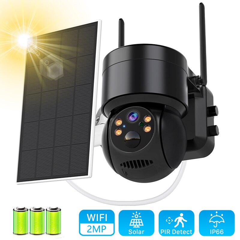 4MP PTZ Solar Camera, WIFI ZMP Solar PIR Detect IP