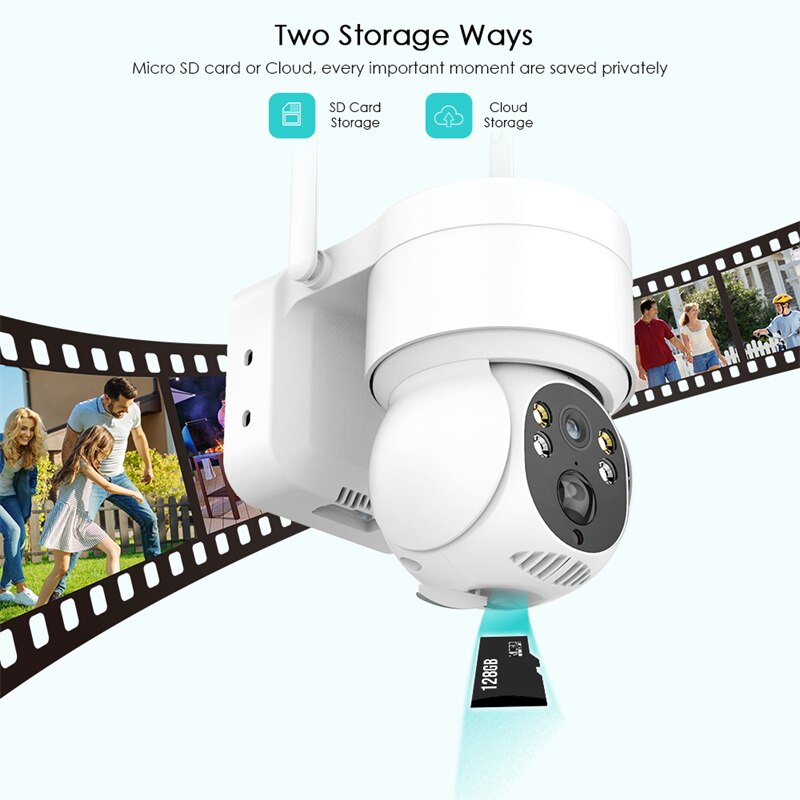 WiFi PTZ Camera Outdoor Wireless Solar IP Camera 4MP HD Built-in Battery Video Surveillance Camera Long Time Standby iCsee APP