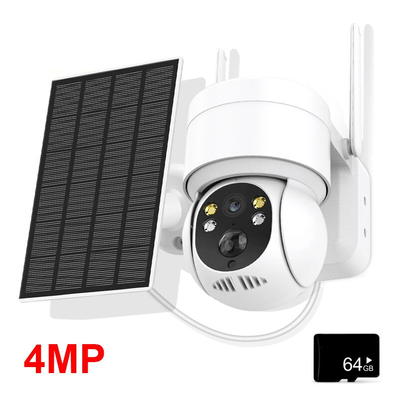WiFi PTZ Camera Outdoor Wireless Solar IP Camera 4MP HD Built-in Battery Video Surveillance Camera Long Time Standby iCsee APP