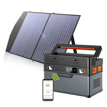ALLPOWERS 700W Portable Power Station - 606Wh / 164000mAh Solar Generator With 100W Foldable Solar Panel MC-4 Anderson For Camping