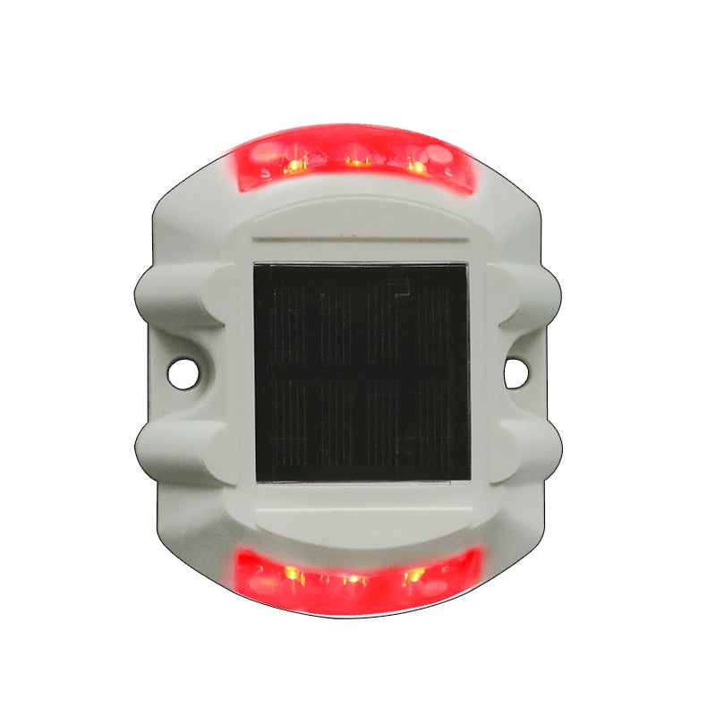 Steady Mode white color Plastic Green LED Solar Powered Road Stud  Reflective Ground Light Path Deck Dock Warning Light
