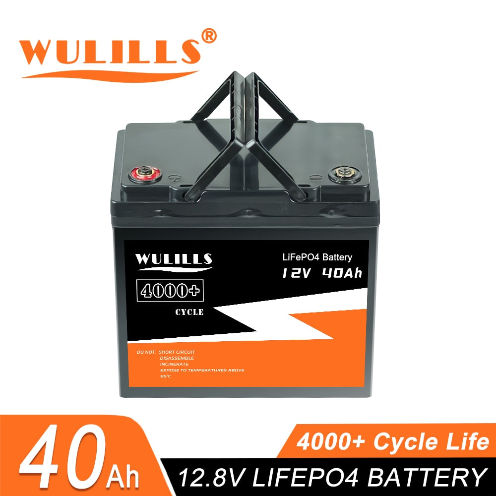 New LiFePo4 Battery 12V 40Ah - Lithium Iron Phosphate 12V 24V LiFePo4 Rechargeable Batteries for Kid Scooters Boat Motor Tax Free