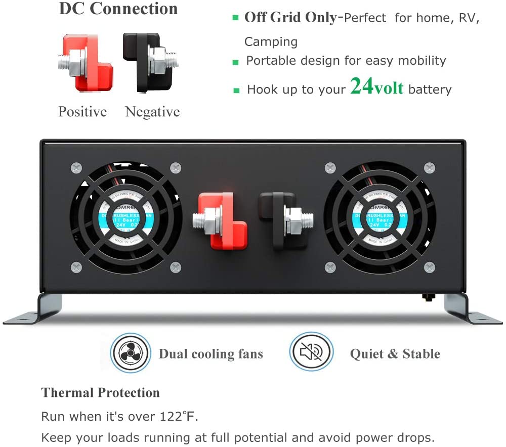 Pure Sine Wave Inverter 3000W 24V DC to AC 220V Solar Panel Inverter Power Bank Generator Converter 12V/36V/48V to 120V/230/240V