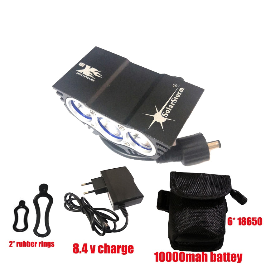 Iluminação de bicicleta LED Solarstorm X3 - 4 modos bicicleta T6 luz frontal lâmpada de ciclismo lanterna USB traseira 10000mAh bateria Mtb à prova d'água