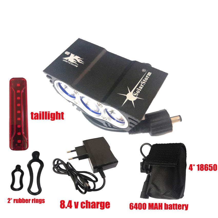 Iluminação de bicicleta LED Solarstorm X3 - 4 modos bicicleta T6 luz frontal lâmpada de ciclismo lanterna USB traseira 10000mAh bateria Mtb à prova d'água