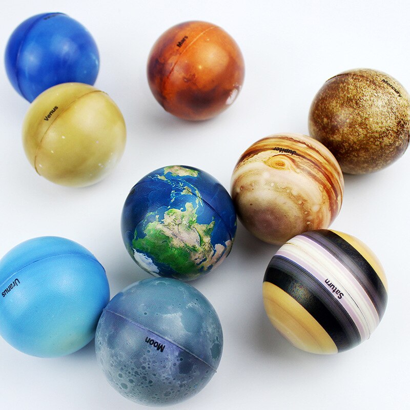 Children Eight Planets Bouncy Ball Stress Relief Toys Moon Solar System Education Science Decompression Squeeze Toy Teaching Aid