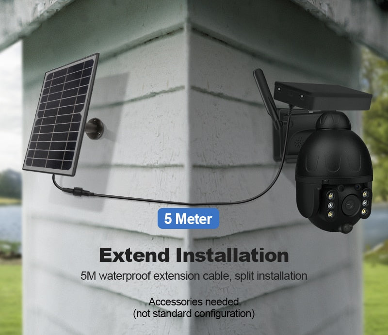 INQMEGA Cámara solar para exteriores - 4G SIM / WIFI Seguridad inalámbrica Cámara solar desmontable Batería CCTV Video Vigilancia Monitor inteligente