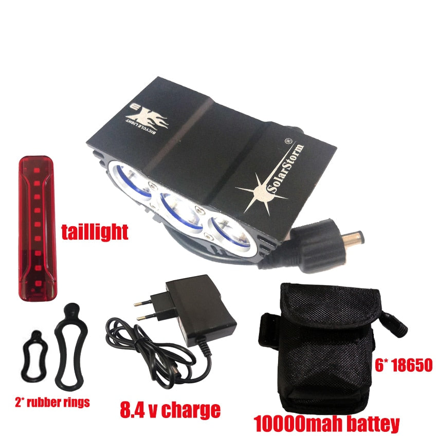 Iluminação de bicicleta LED Solarstorm X3 - 4 modos bicicleta T6 luz frontal lâmpada de ciclismo lanterna USB traseira 10000mAh bateria Mtb à prova d'água