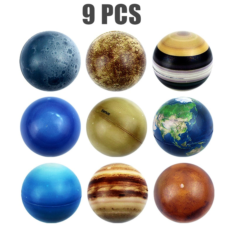 Children Eight Planets Bouncy Ball Stress Relief Toys Moon Solar System Education Science Decompression Squeeze Toy Teaching Aid