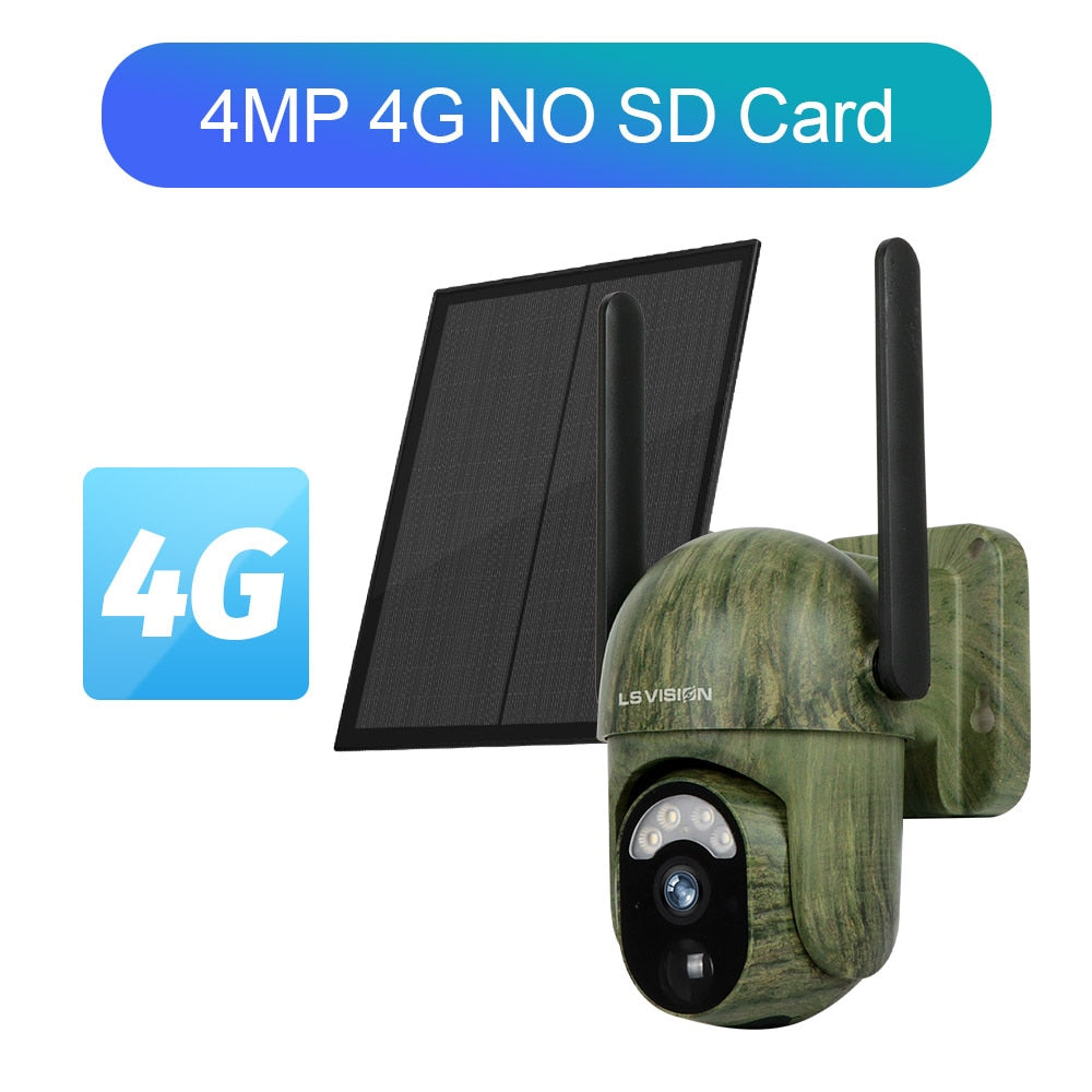 Câmera solar LS VISION LS-WS16M - câmera de segurança solar 4MP 4G sem fio WiFi ao ar livre Detecção de humanos/animais 2-Way Talk IP66 Câmera de vida selvagem à prova d'água
