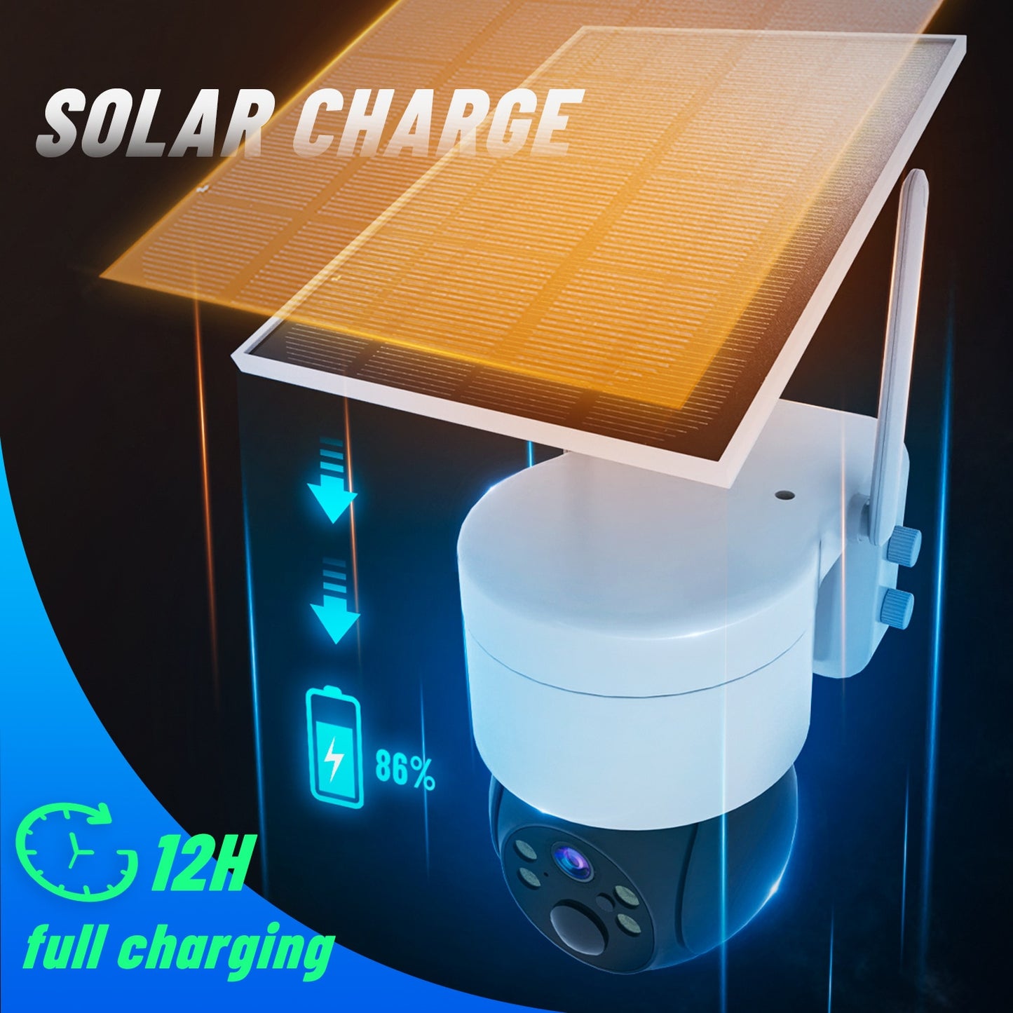 Cámara solar Wifi Exterior 4MP Cámaras IP de vigilancia inalámbrica con panel solar PIR Detección humana 7800mAh Batería de recarga