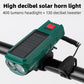Solar USB Rechargeable Bicycle Headlight - Waterproof LED Headlight Bicycle Warning Lamp Power Display Cycling Accessories