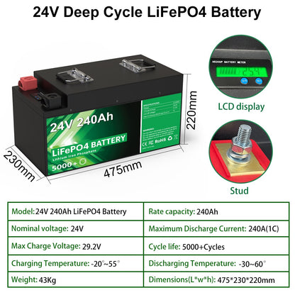 24V 240Ah LiFePO4 Battery Hs