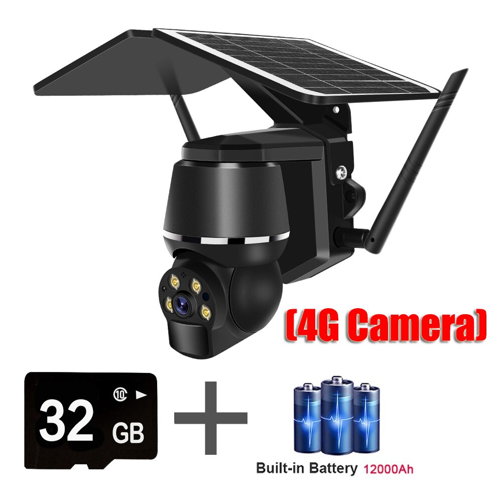 4G 5MP Outdoor Solar Panel, 4G Camera) 32 GB + Built-in Battery 12000