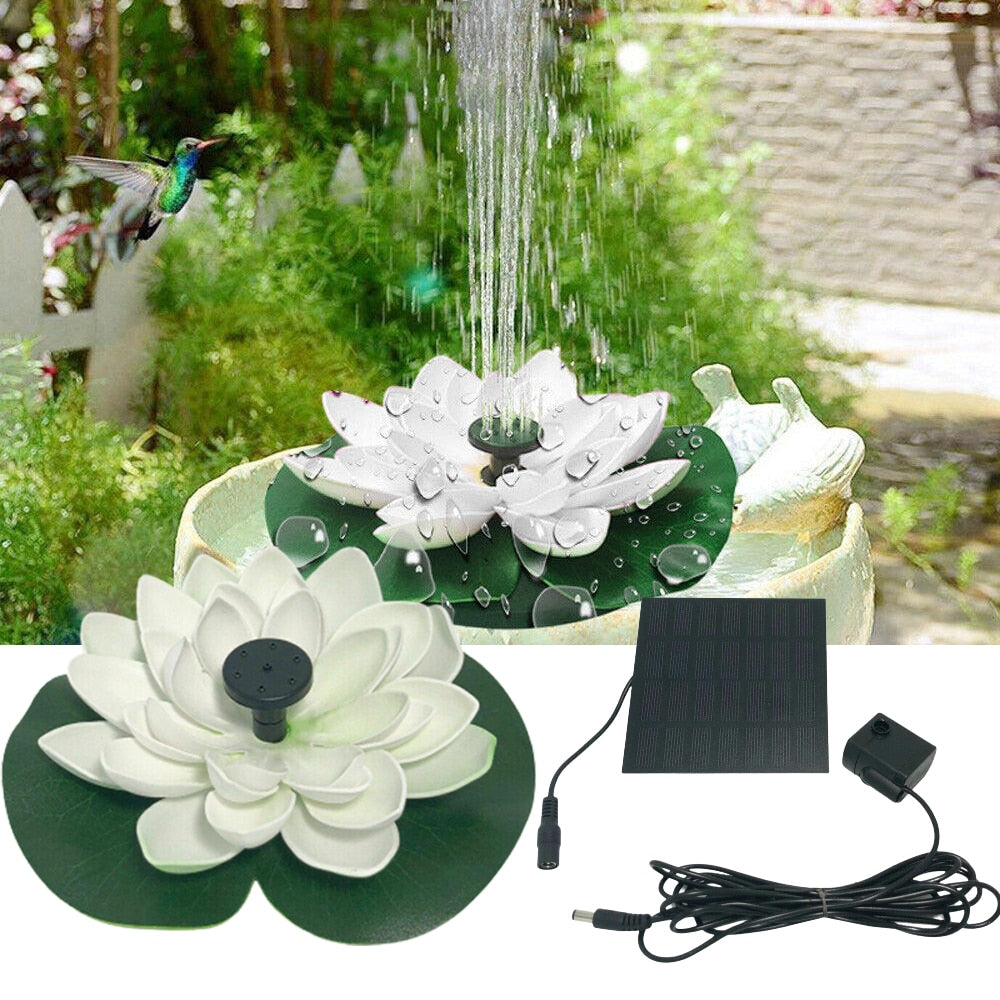 Mini fonte de água solar de lótus - fonte de decoração em cascata para banho de pássaros ao ar livre Fonte de jardim flutuante movida a energia solar