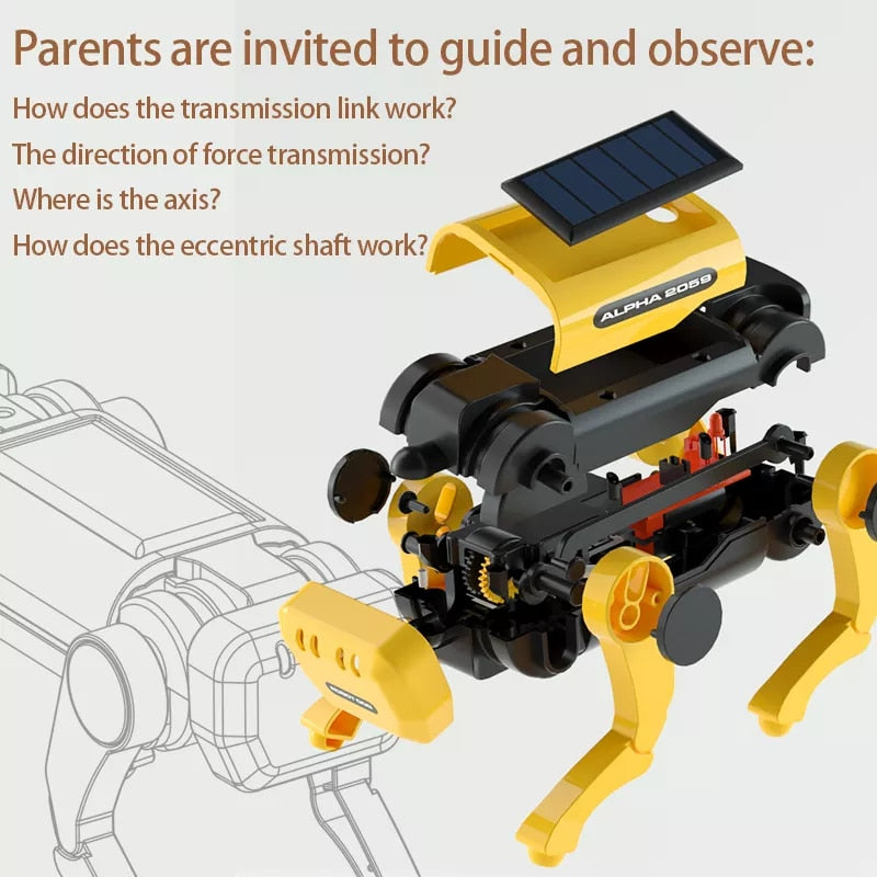Robô Cão Mecânico Elétrico Movido a Energia Solar - Ciência Tecnológica Brinquedos de Montagem DIY Educacionais Brinquedos de Desenvolvimento Intelectual para Crianças Presentes
