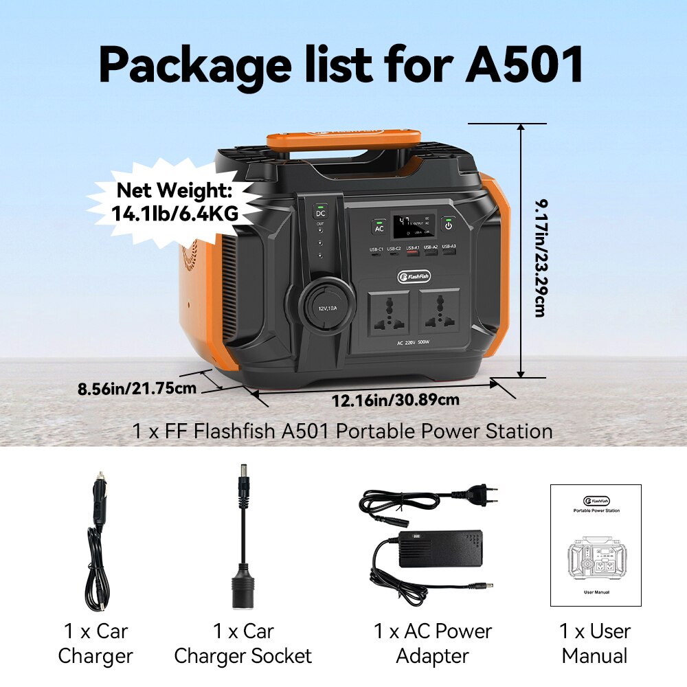 FF Flashfish  A501, Package list for A501 Net Weight: 14.1/b/6.4KG