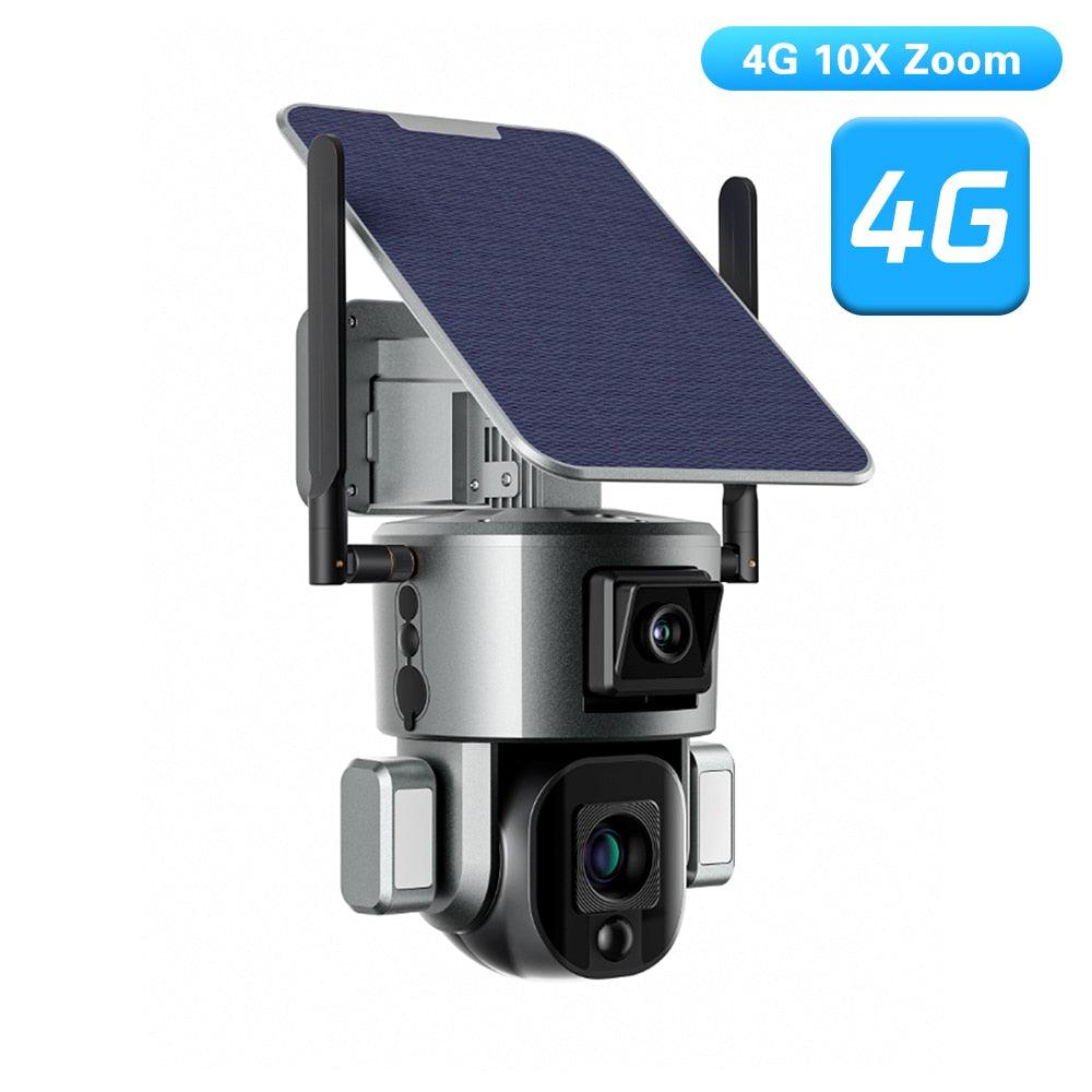 PEGATAH 8MP 4G Cámara solar inalámbrica - 4K WiFi Lente dual 10X Panel solar Detección humana PTZ Cámara de seguridad Cámaras ip a prueba de agua