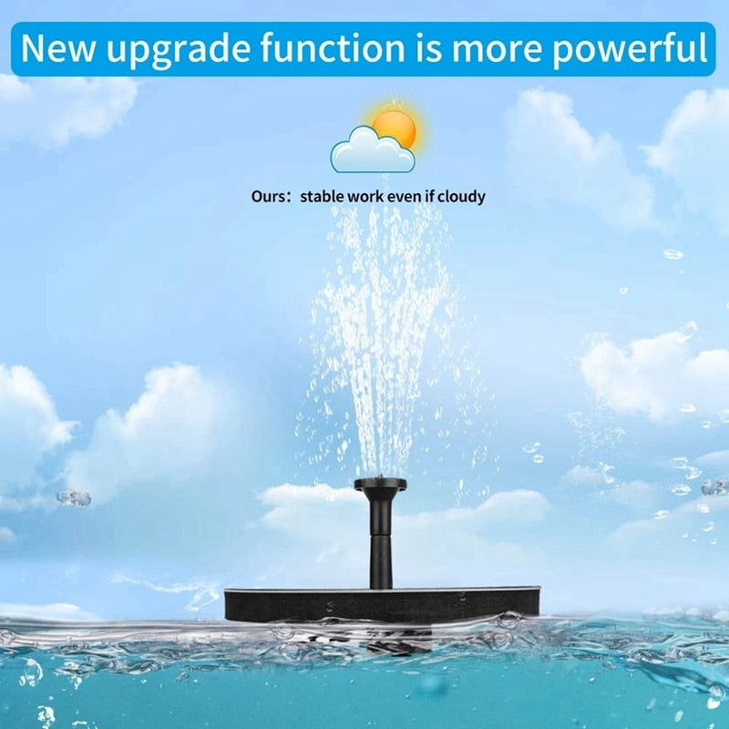 Bomba de água de fonte solar com 6 bicos para lagos de banho de pássaros, jardim, tanque de peixes de piscina, fonte movida a energia solar ao ar livre