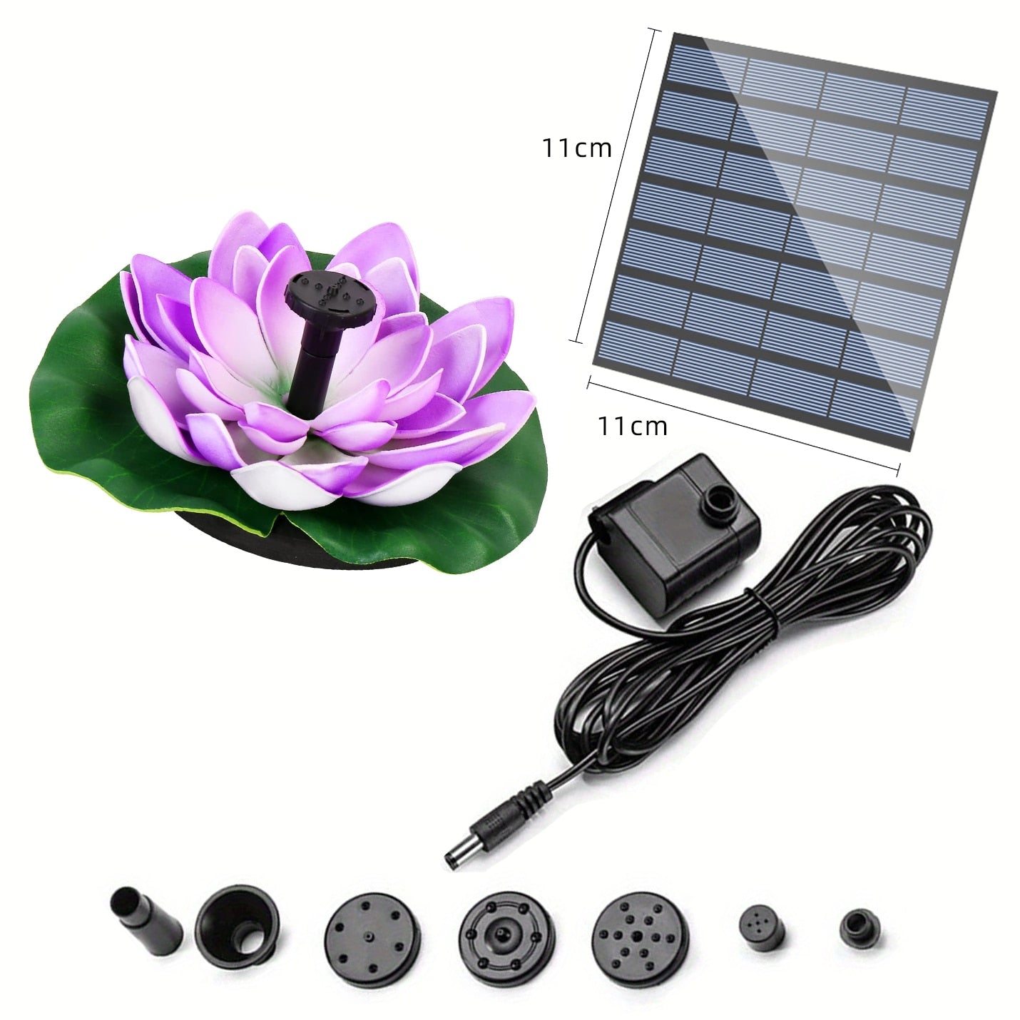 Mini fonte de água solar de lótus - fonte de decoração em cascata para banho de pássaros ao ar livre Fonte de jardim flutuante movida a energia solar