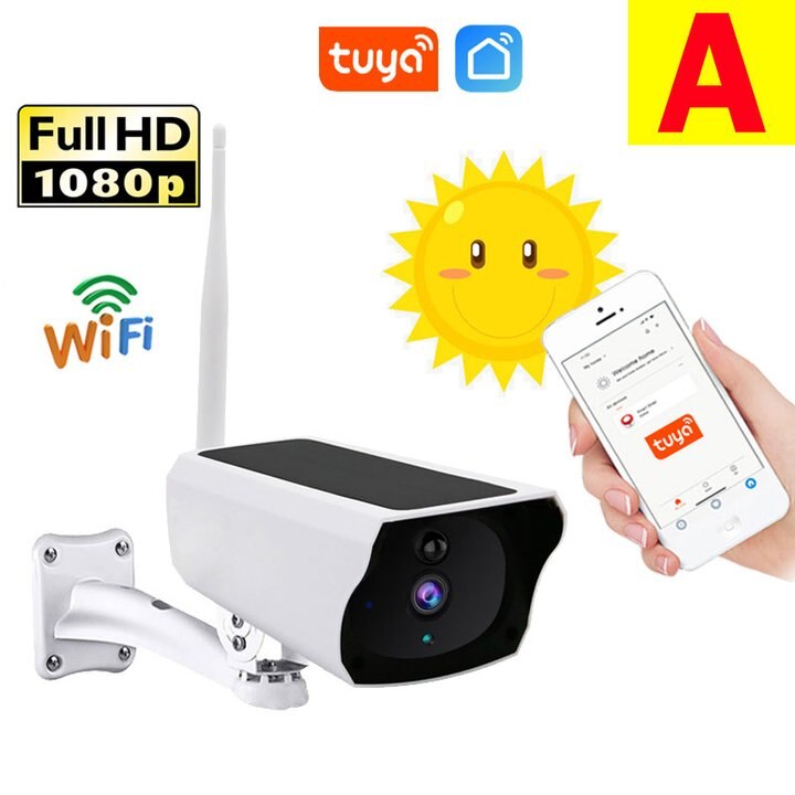 SuperDeals Tuya Smart Life Cámara WiFi de 5MP - Cámara de batería inalámbrica de seguridad de 2MP con energía solar Vigilancia en el hogar IP66 PIR impermeable para exteriores