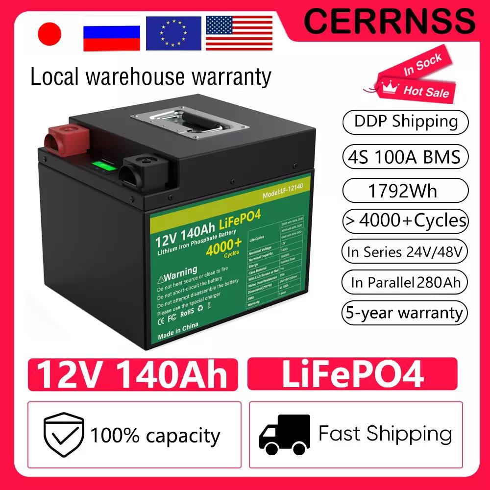 LiFePo4 Battery Pack 12V 280AH 360AH - 6000+ Cycles Brand New Grade A Cells Built in BMS For RV Boat Solar-10 Year Warranty No Tax