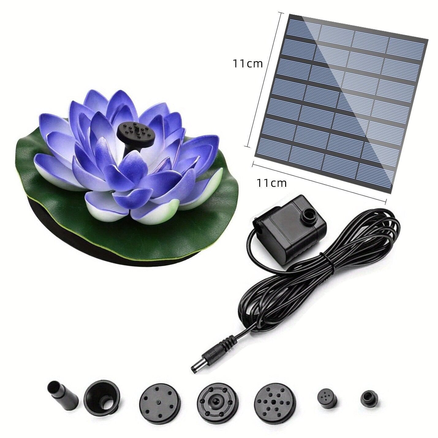 Mini fonte de água solar de lótus - fonte de decoração em cascata para banho de pássaros ao ar livre Fonte de jardim flutuante movida a energia solar