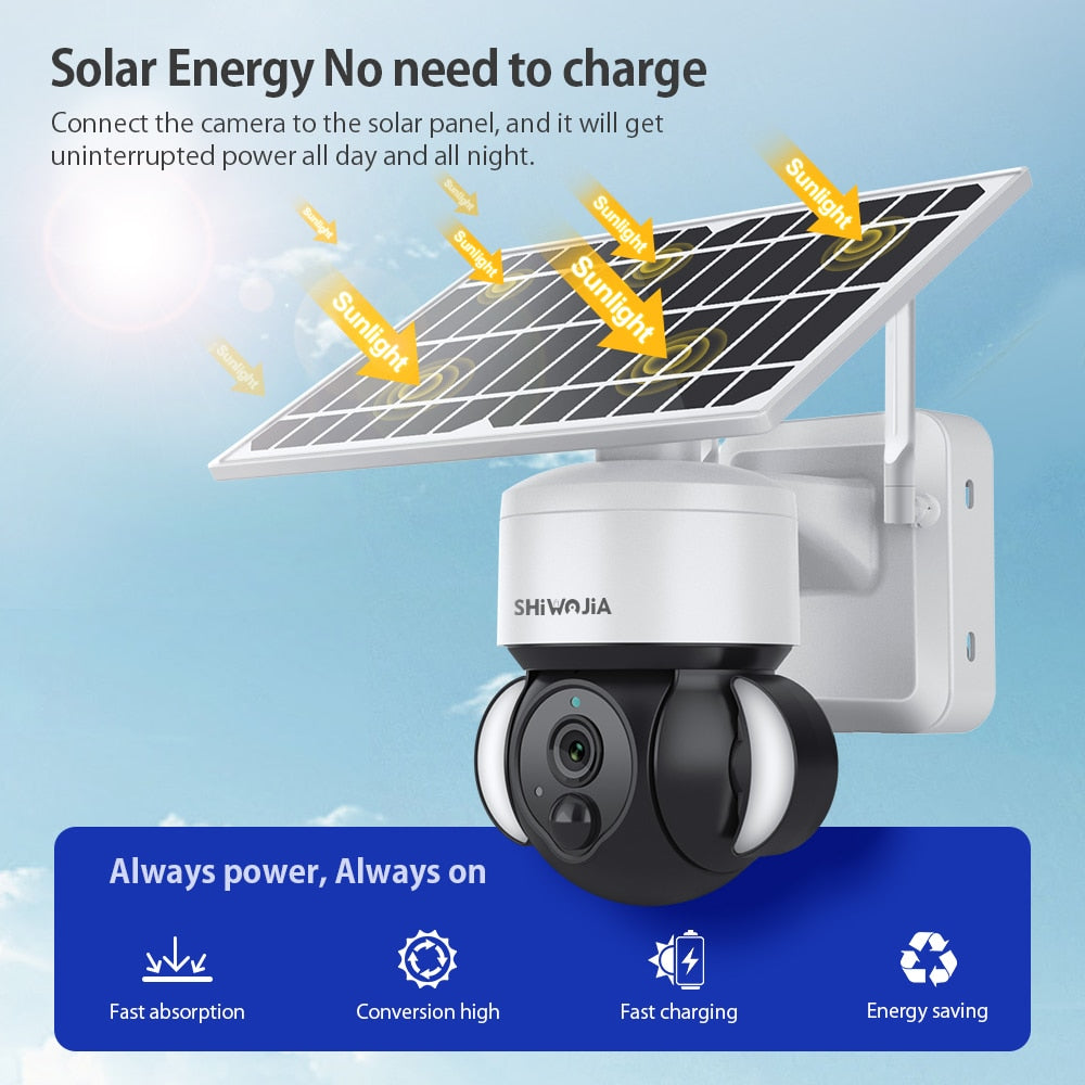 SHIWOJIA ST-518 Cámara solar - Wifi Cctv inalámbrico para exteriores Nube H265 Energía solar Luces de jardín Vigilancia de seguridad Cámara de batería