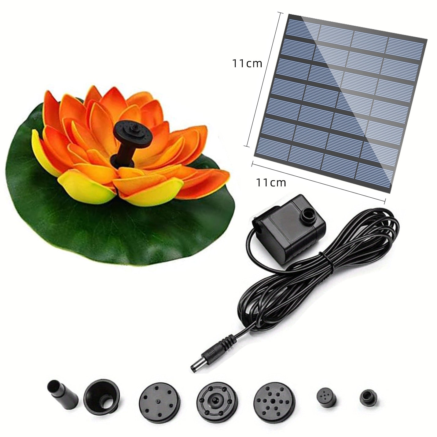 Mini fonte de água solar de lótus - fonte de decoração em cascata para banho de pássaros ao ar livre Fonte de jardim flutuante movida a energia solar
