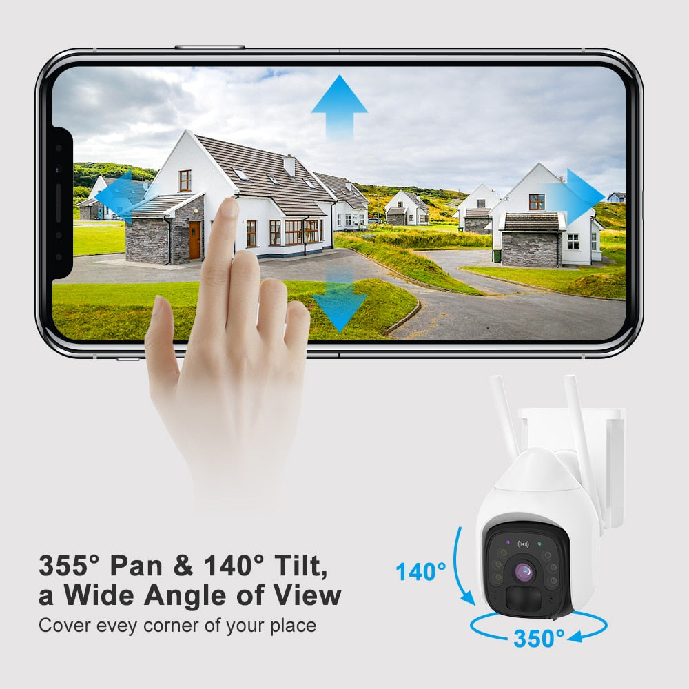 HFWVISION BS9 4G Ptz Camera - 3MP Battery Camera with 5W Solar Panels 18000mAh Battery 4G SIM Card Surveillance Cctv Outdoor Security Protection
