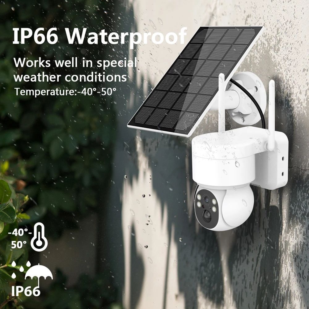 Cámara solar Wifi Exterior 4MP Cámaras IP de vigilancia inalámbrica con panel solar PIR Detección humana 7800mAh Batería de recarga