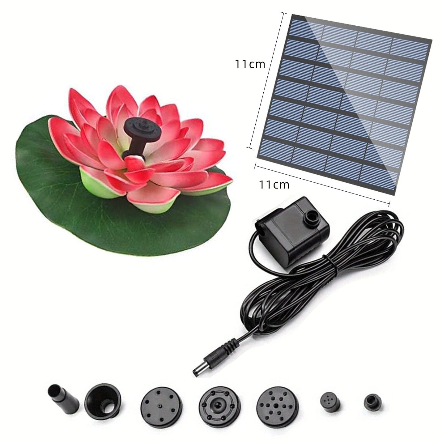 Mini fonte de água solar de lótus - fonte de decoração em cascata para banho de pássaros ao ar livre Fonte de jardim flutuante movida a energia solar
