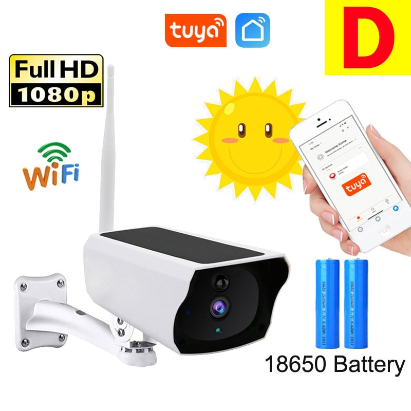 SuperDeals Tuya Smart Life Cámara WiFi de 5MP - Cámara de batería inalámbrica de seguridad de 2MP con energía solar Vigilancia en el hogar IP66 PIR impermeable para exteriores