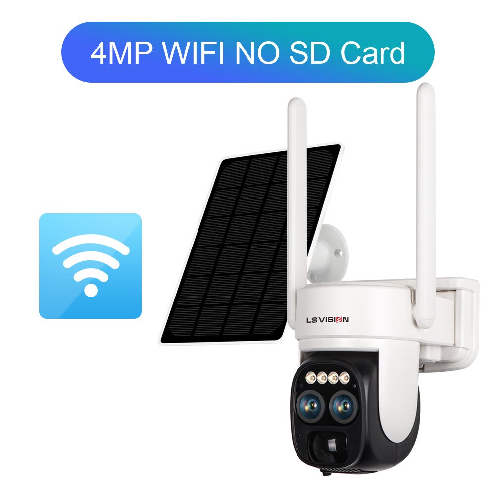 Câmera solar LS VISION LS-CS1 - Lente dupla 2K WIFI externa Zoom óptico de 10X Áudio bidirecional em cores Visão noturna com bateria interna Câmera de segurança