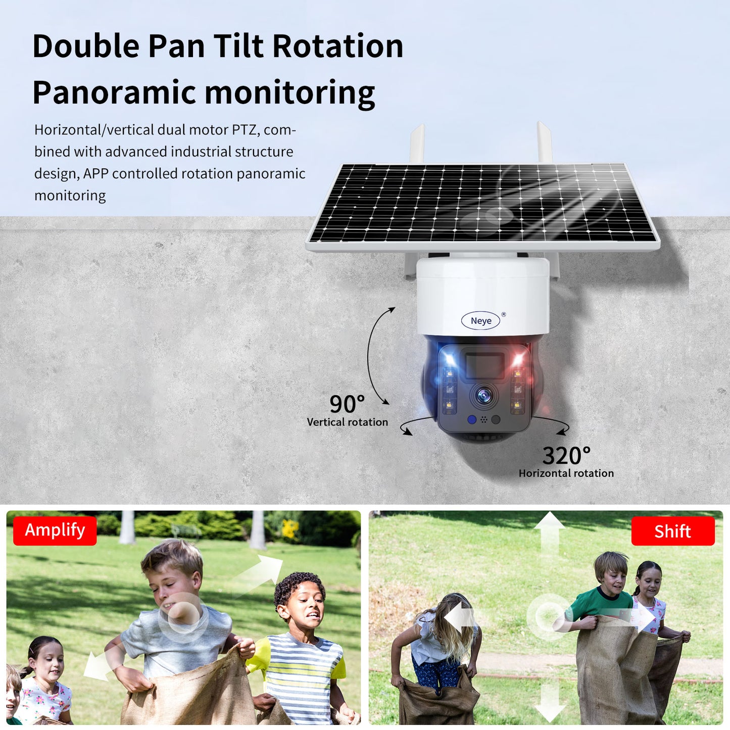 N_eye  8mp/4k Rechargeable Battery Solar Powered Outdoor 1080P Pan Tilt WiFi Security Camera Two-Way Audio IP65 Weatherproof  camera
