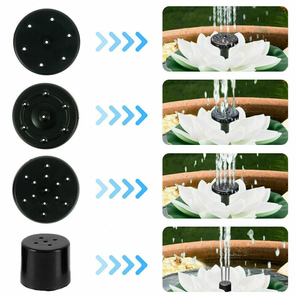 Mini fonte de água solar de lótus - fonte de decoração em cascata para banho de pássaros ao ar livre Fonte de jardim flutuante movida a energia solar