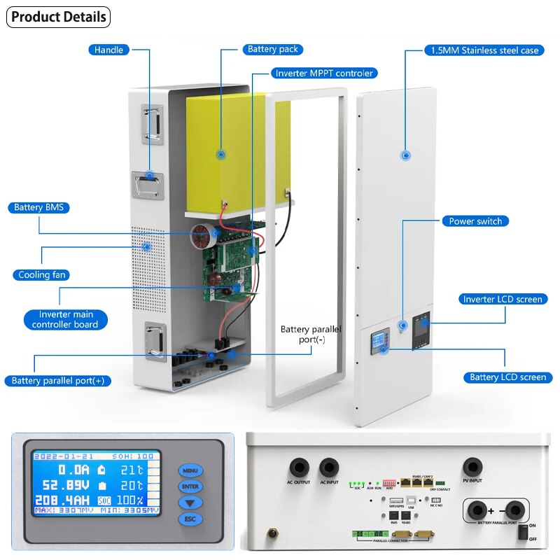 battery pack 1SMM Stainless steel case Inverter MPPT