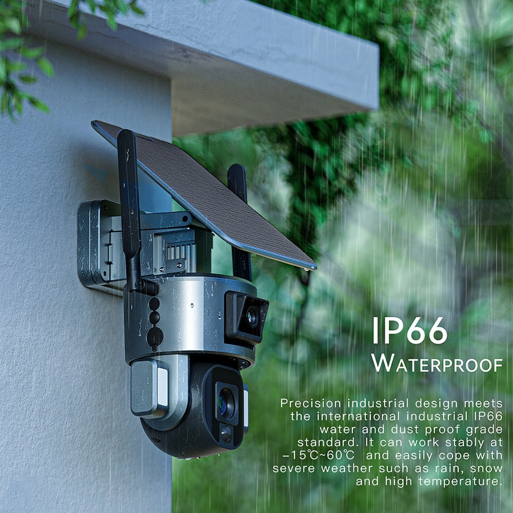 PEGATAH 8MP 4G Cámara solar inalámbrica - 4K WiFi Lente dual 10X Panel solar Detección humana PTZ Cámara de seguridad Cámaras ip a prueba de agua