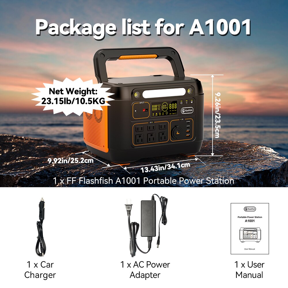 FF Flashfish A1001, Package list for A7001 Net Weight: 23.151b/1