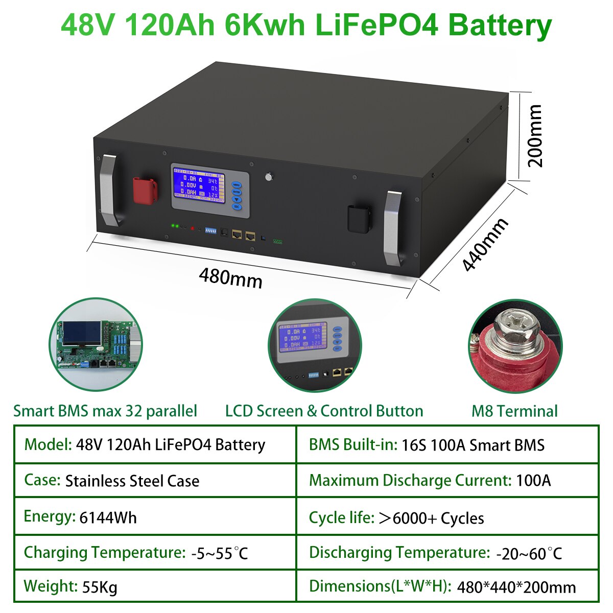 48V 120Ah 6Kwh LiFePO4