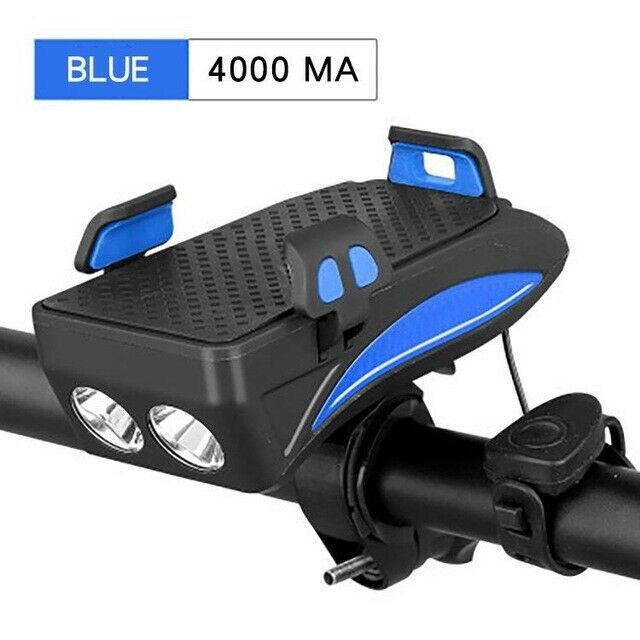 5 IN 1 Led Bicycle Light Front - USB Rechargeable Solar Horn Phone Holder bicycle Lamp 4000mAh Flashlight for Bike Light Lantern
