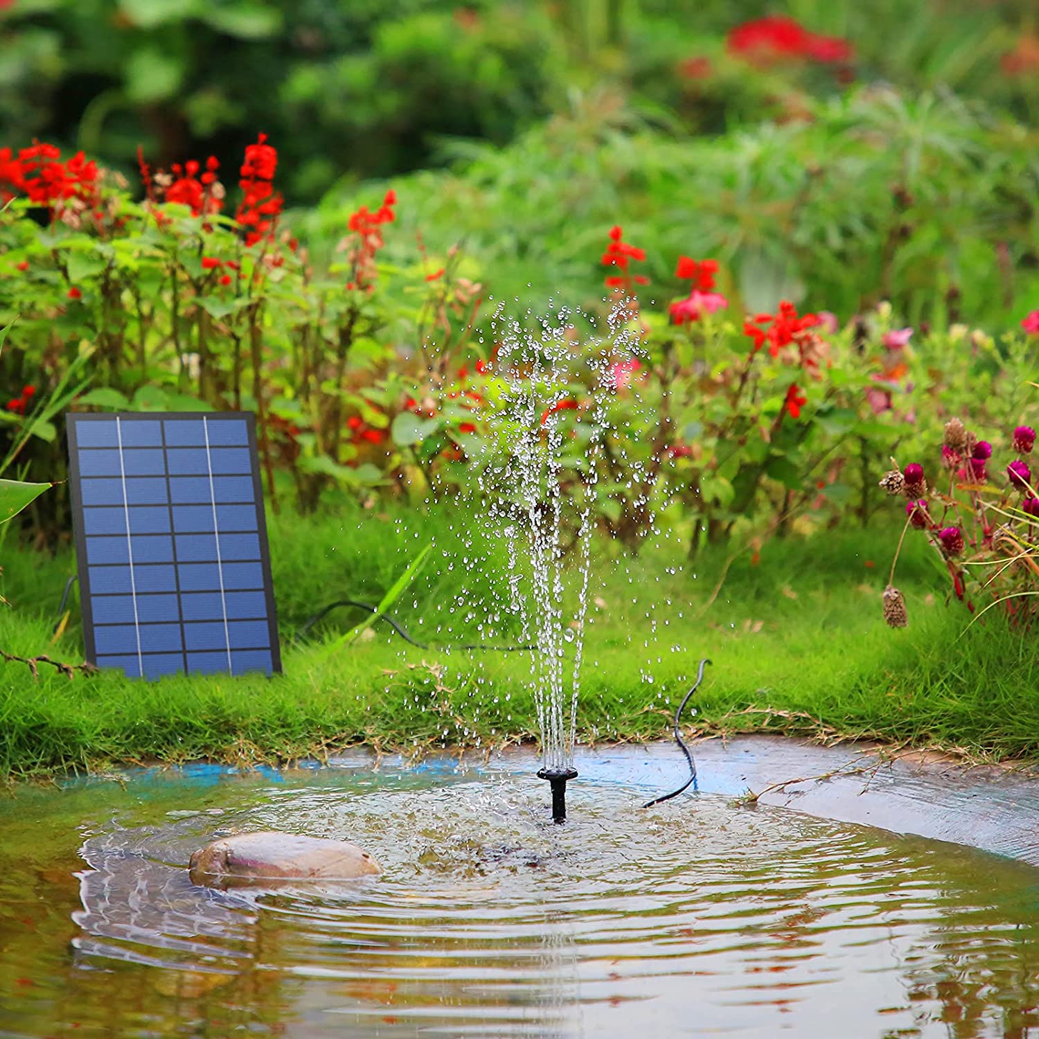 2.5W Solar Fountain Pump - with 6Nozzles and 4ft Water Pipe,Solar Powered Pump for Bird Bath,Pond,Garden and Other Places