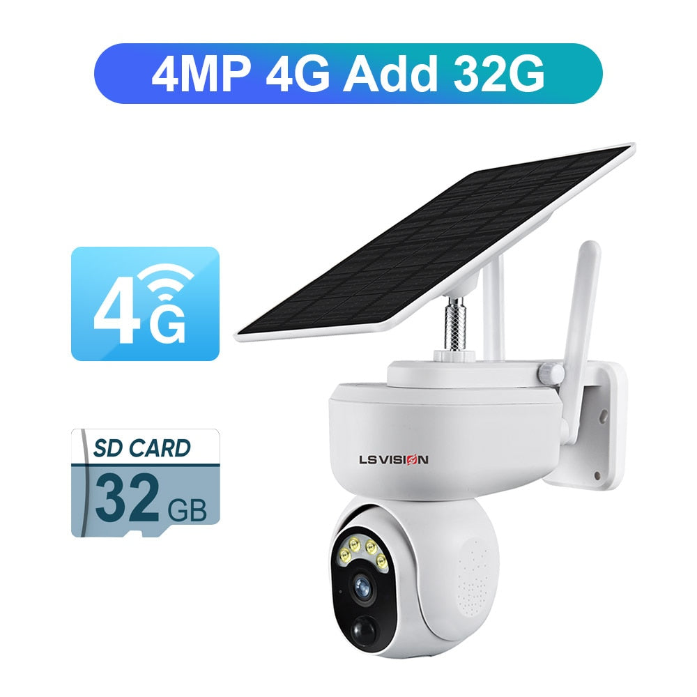 LS VISION 4MP 2K Multipurpose Outdoor 4G Solar Camera - WIFI Wireless PTZ Motion Detection Two Way Audio Security Camera Indoor