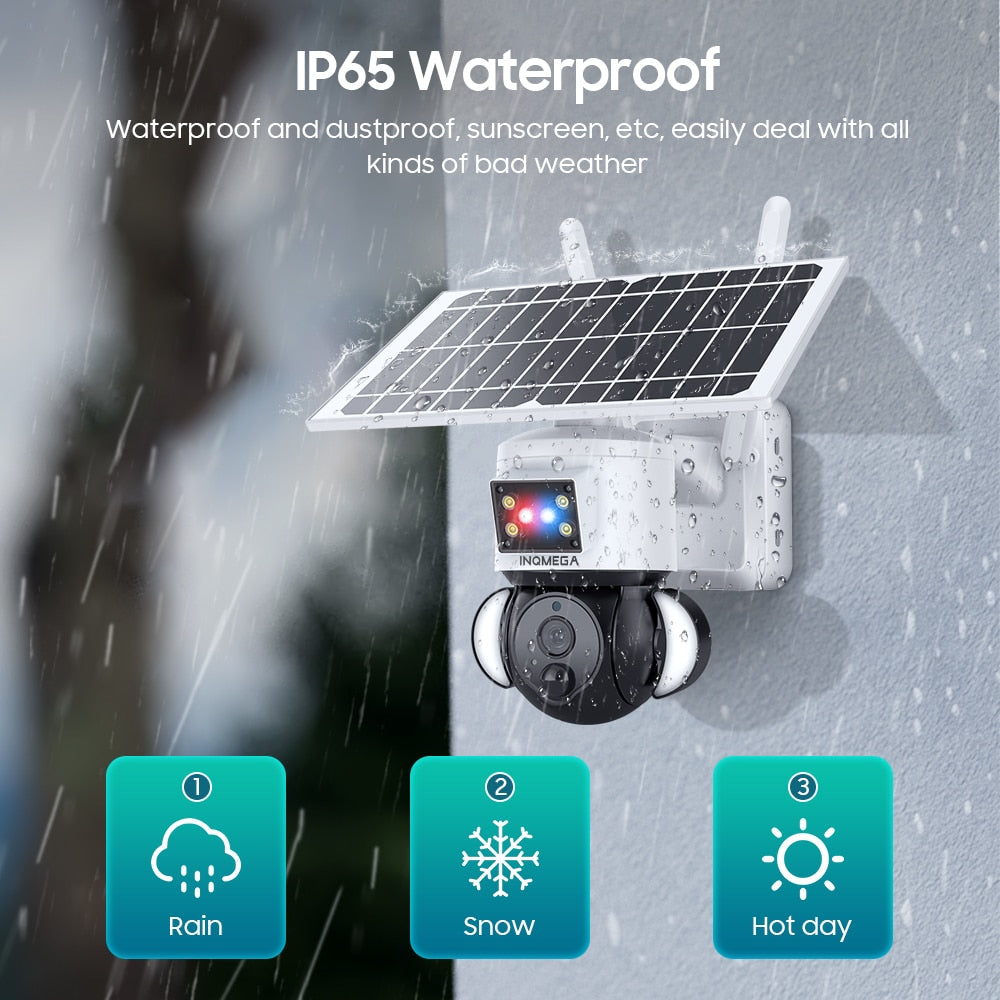 INQMEGA Cámara de seguridad externa de 5MP - Cámara con energía solar WIFI Cámaras de vigilancia para el hogar 4G Cámara cctv Paneles solares potentes