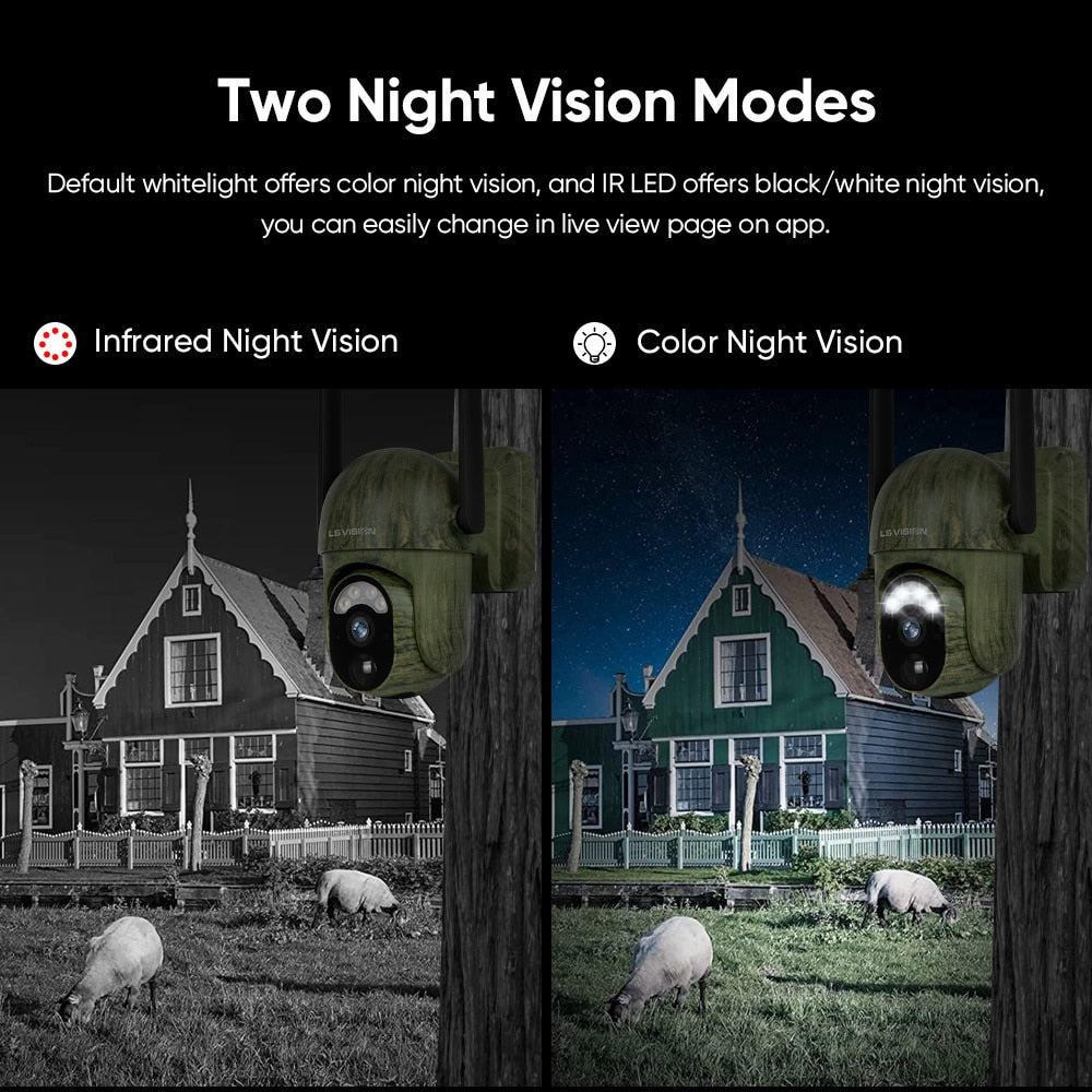 Câmera solar LS VISION LS-WS16M - câmera de segurança solar 4MP 4G sem fio WiFi ao ar livre Detecção de humanos/animais 2-Way Talk IP66 Câmera de vida selvagem à prova d'água