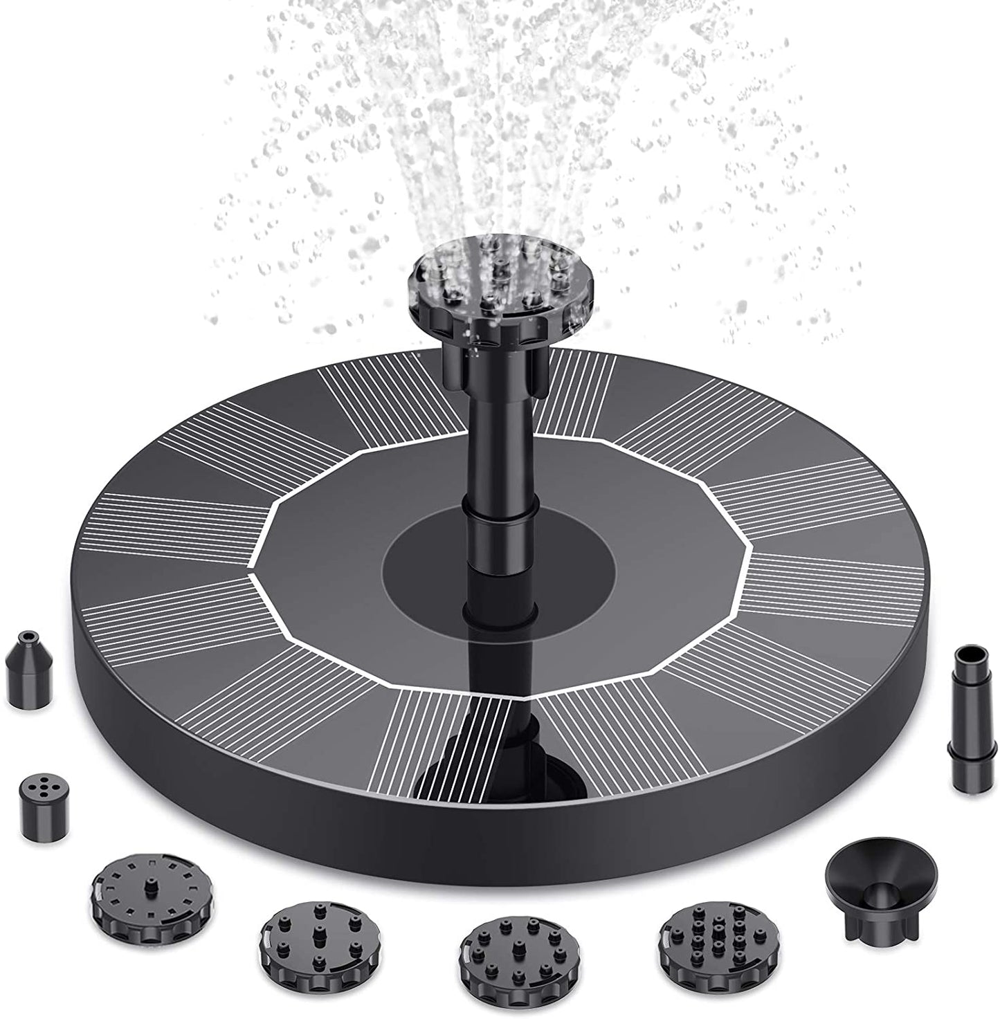 1.5W Solar Fountain Pump - with 6 nozzles Solar Bird Bath Fountain, Water Pump Floating Fountains Suitable for Ponds