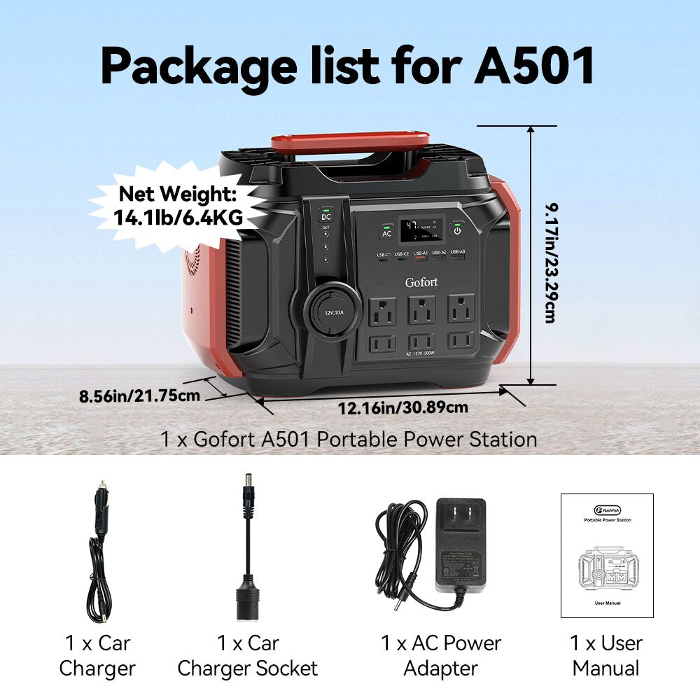FF Flashfish A501, 1 x Gofort A501 Portable Power Station LSAn