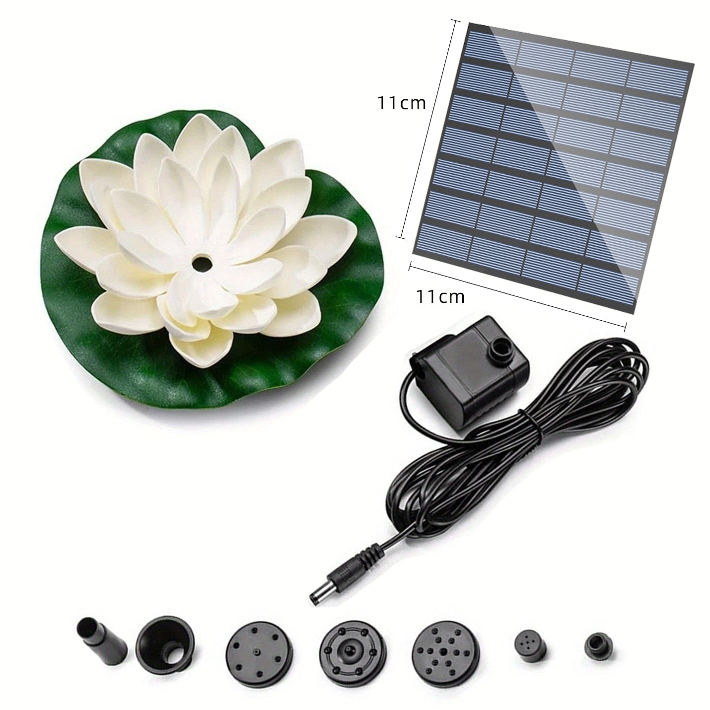 Mini fonte de água solar de lótus - fonte de decoração em cascata para banho de pássaros ao ar livre Fonte de jardim flutuante movida a energia solar
