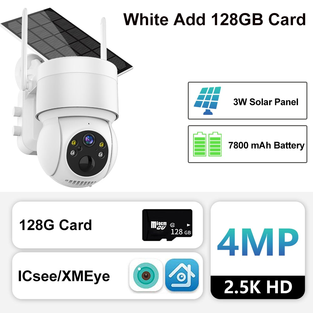 Cámara solar Wifi Exterior 4MP Cámaras IP de vigilancia inalámbrica con panel solar PIR Detección humana 7800mAh Batería de recarga